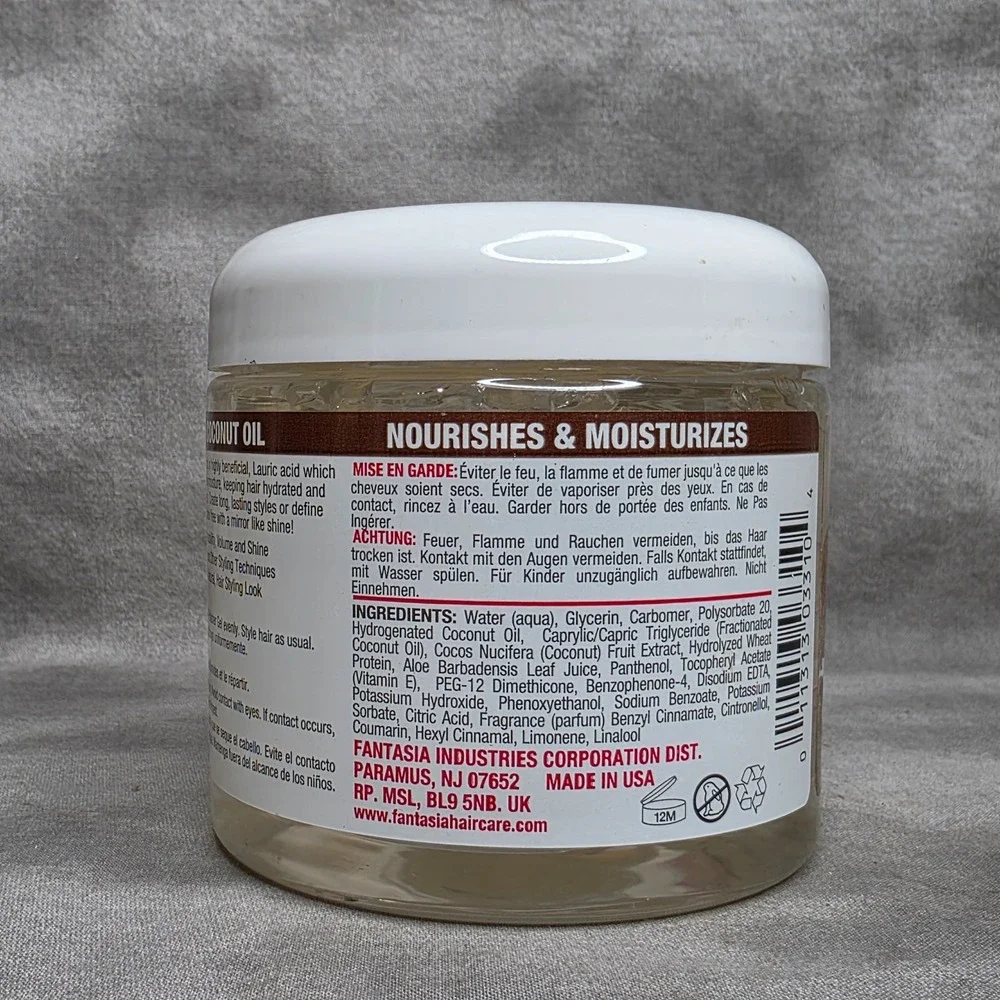 Fantasia IC Hair Polisher Coconut Styling Gel w/Pure Coconut Oil 16 oz